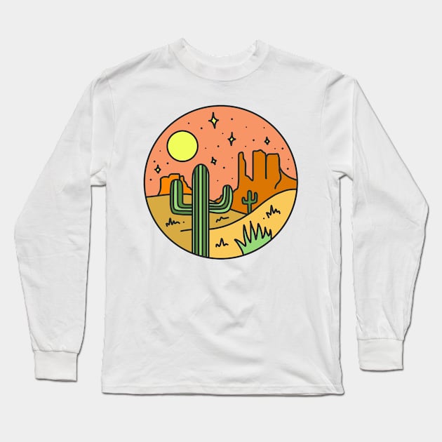 Cactus Desert Landscape Long Sleeve T-Shirt by greatwave